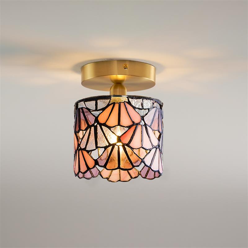 Rosavine Plafonnier Semi-Encastré Verre Coloré Tiffany