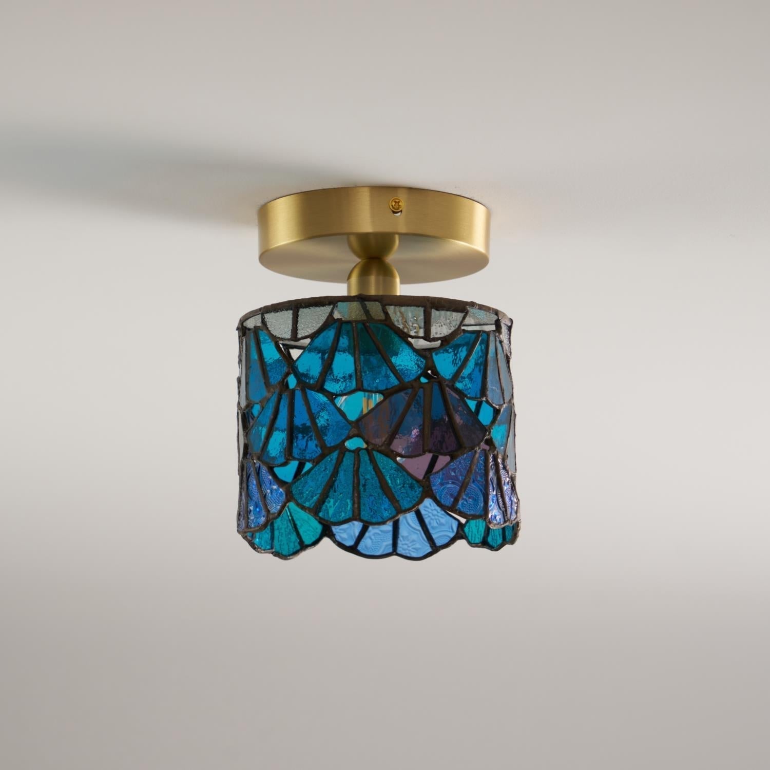 Rosavine Plafonnier Semi-Encastré Verre Coloré Tiffany