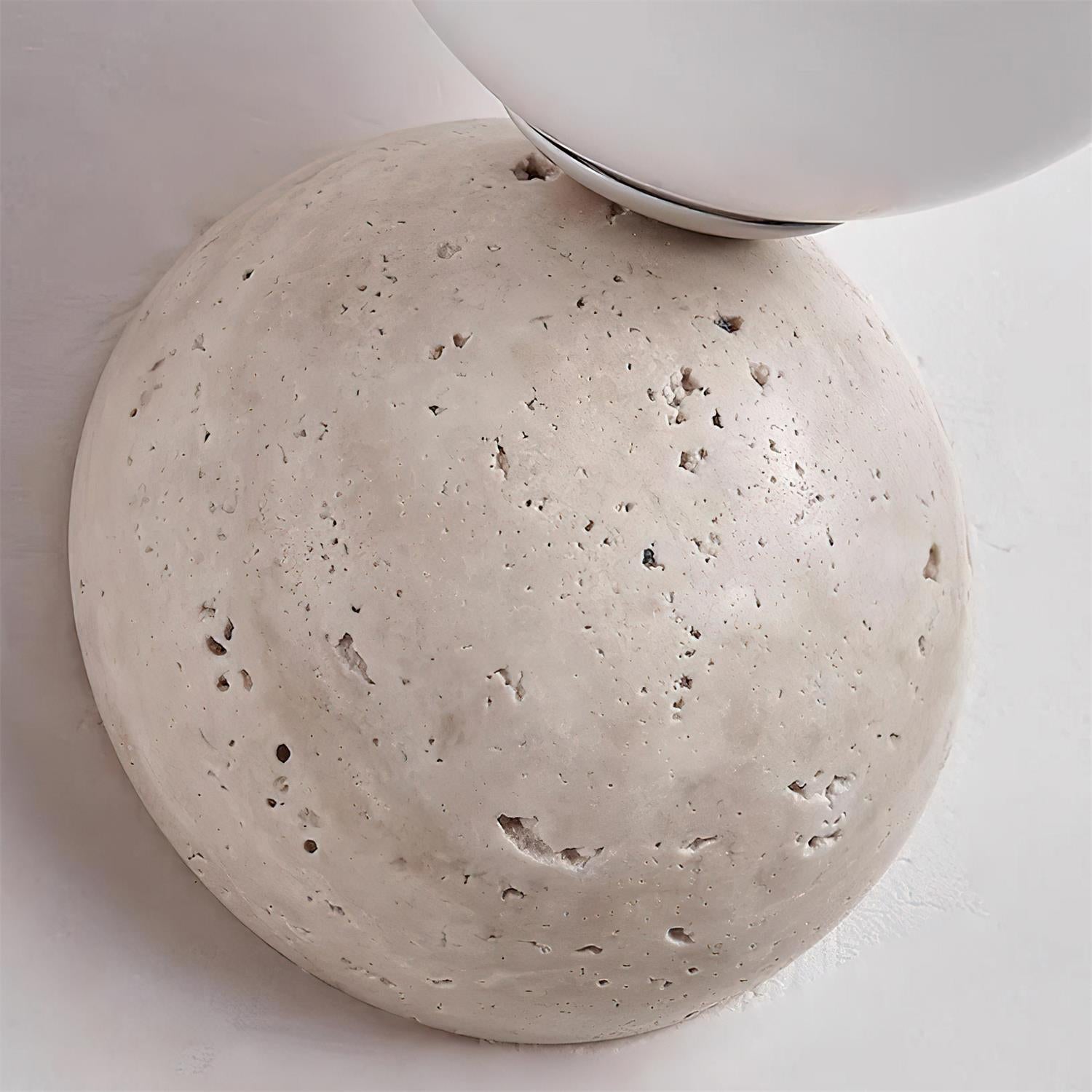 Ritta Applique Murale Travertin Design Double Sphère