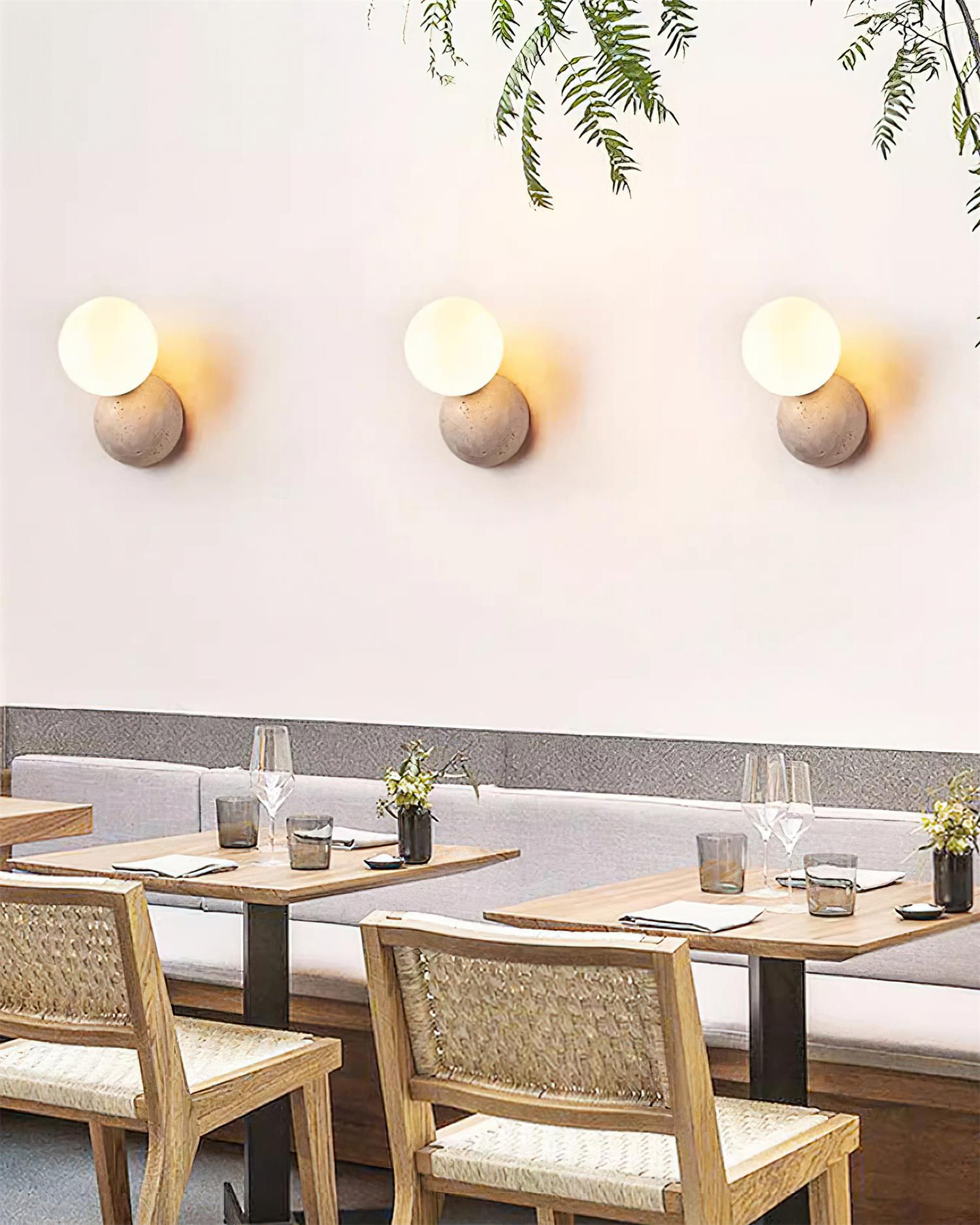 Ritta Applique Murale Travertin Design Double Sphère