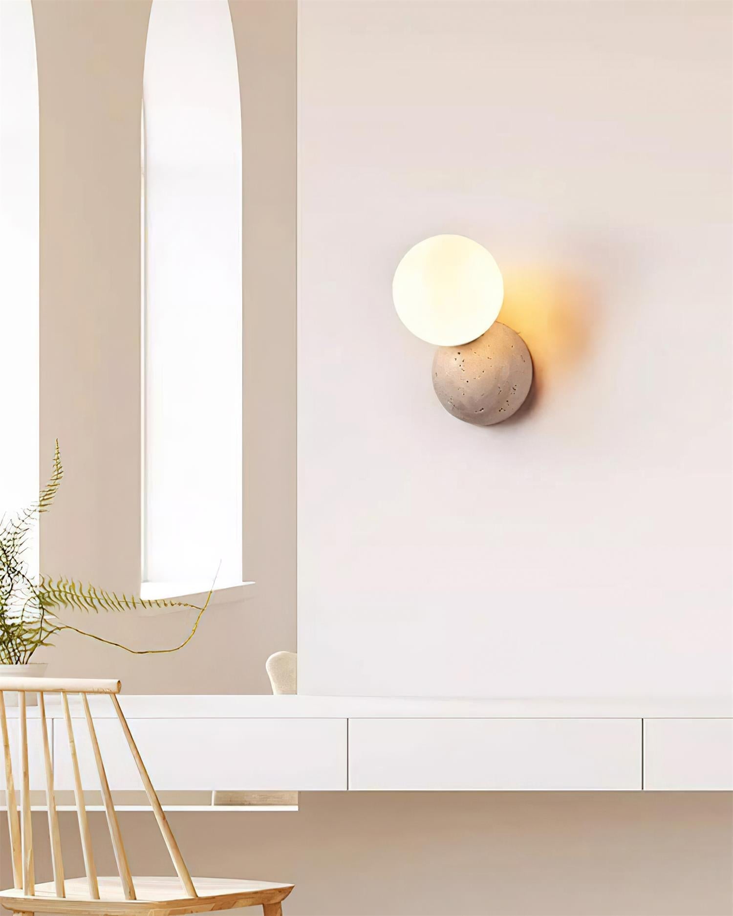 Ritta Applique Murale Travertin Design Double Sphère
