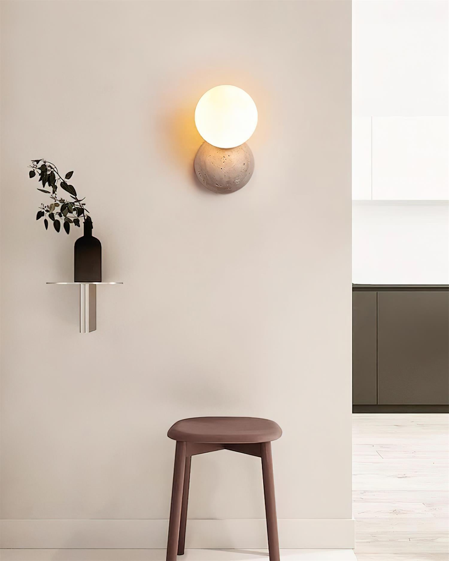 Ritta Applique Murale Travertin Design Double Sphère