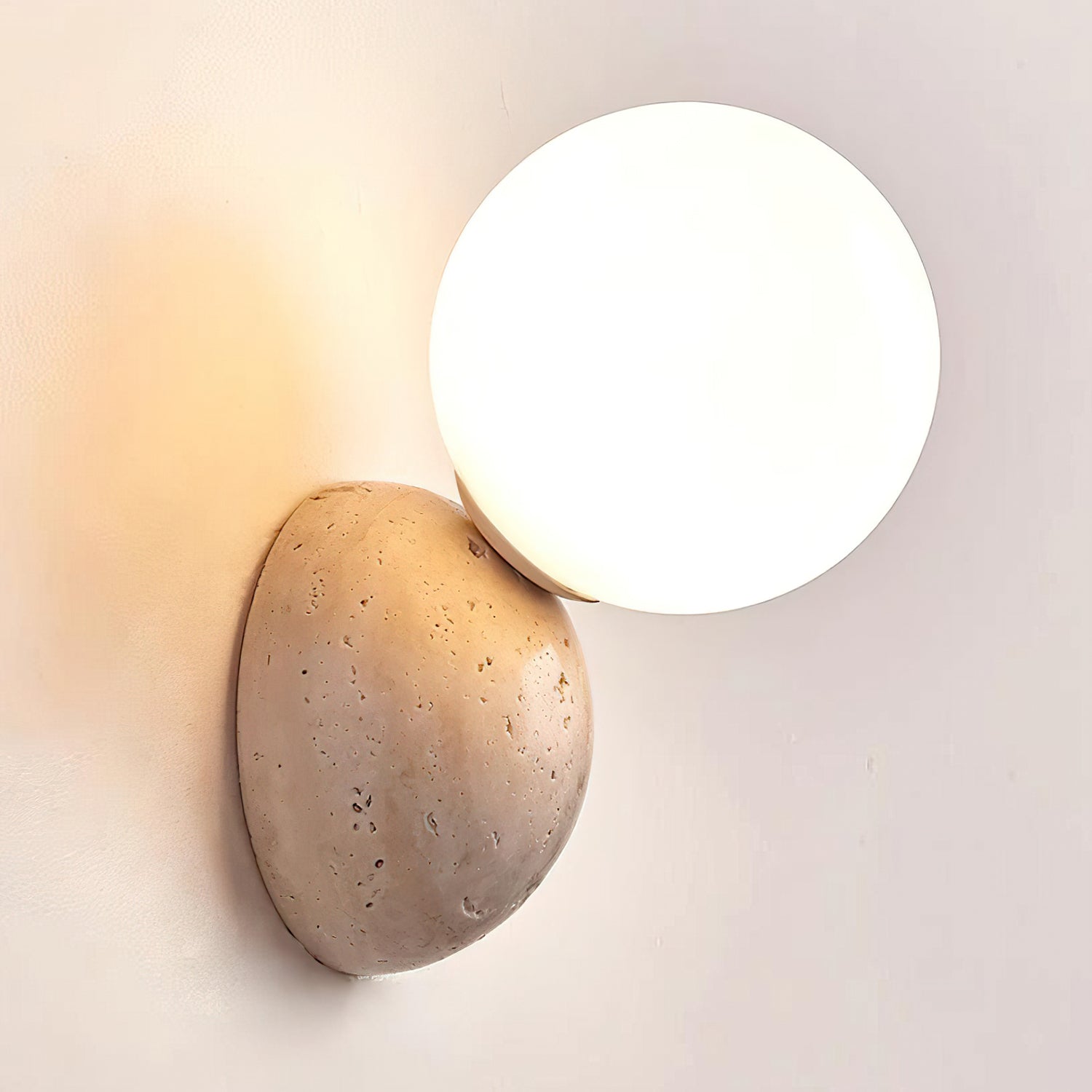 Ritta Applique Murale Travertin Design Double Sphère