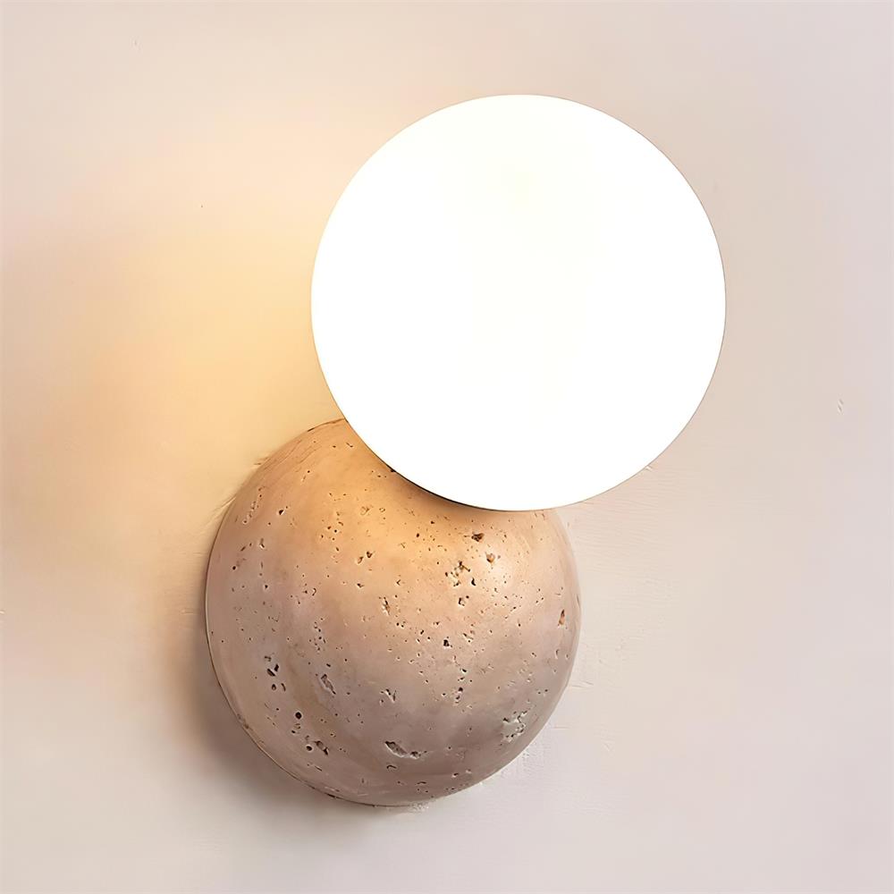 Ritta Applique Murale Travertin Design Double Sphère