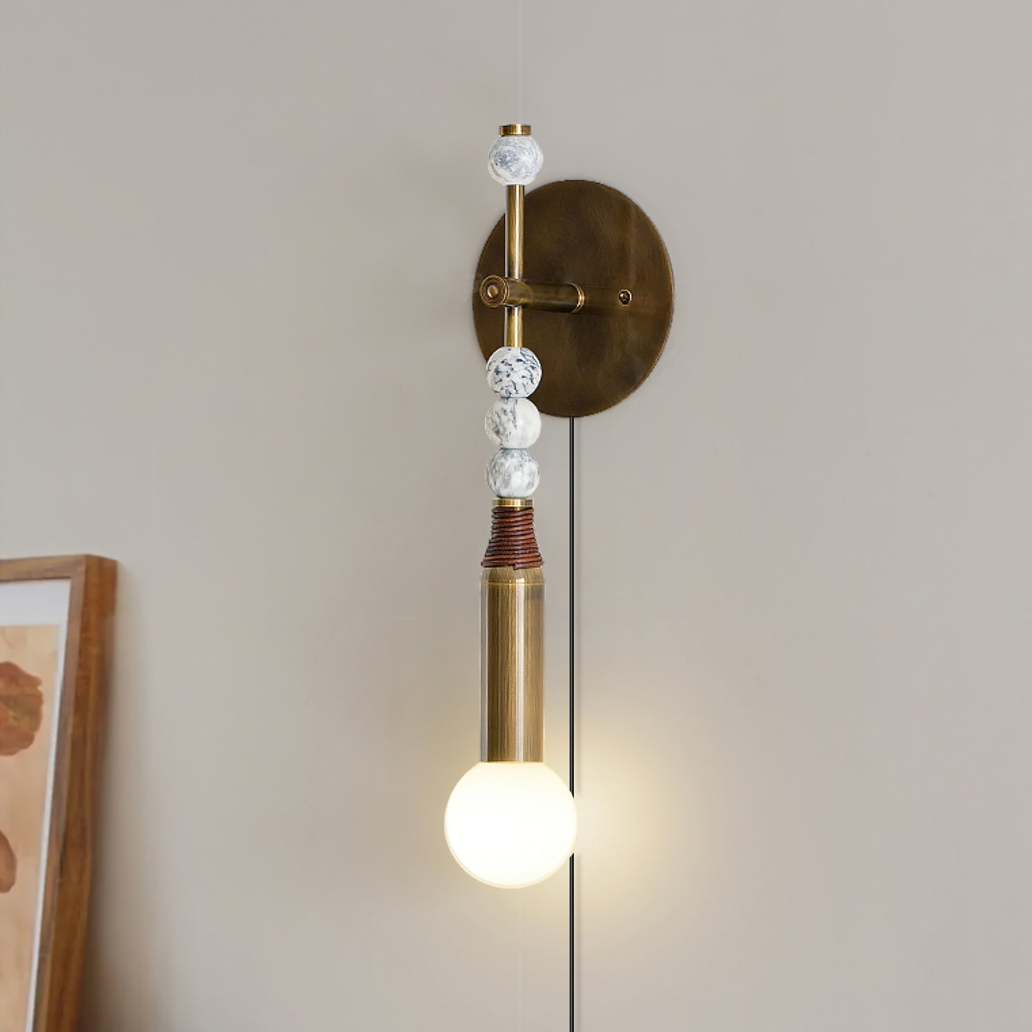 Vadorora Premium Elegance Plug-in Marble Wall Lamp