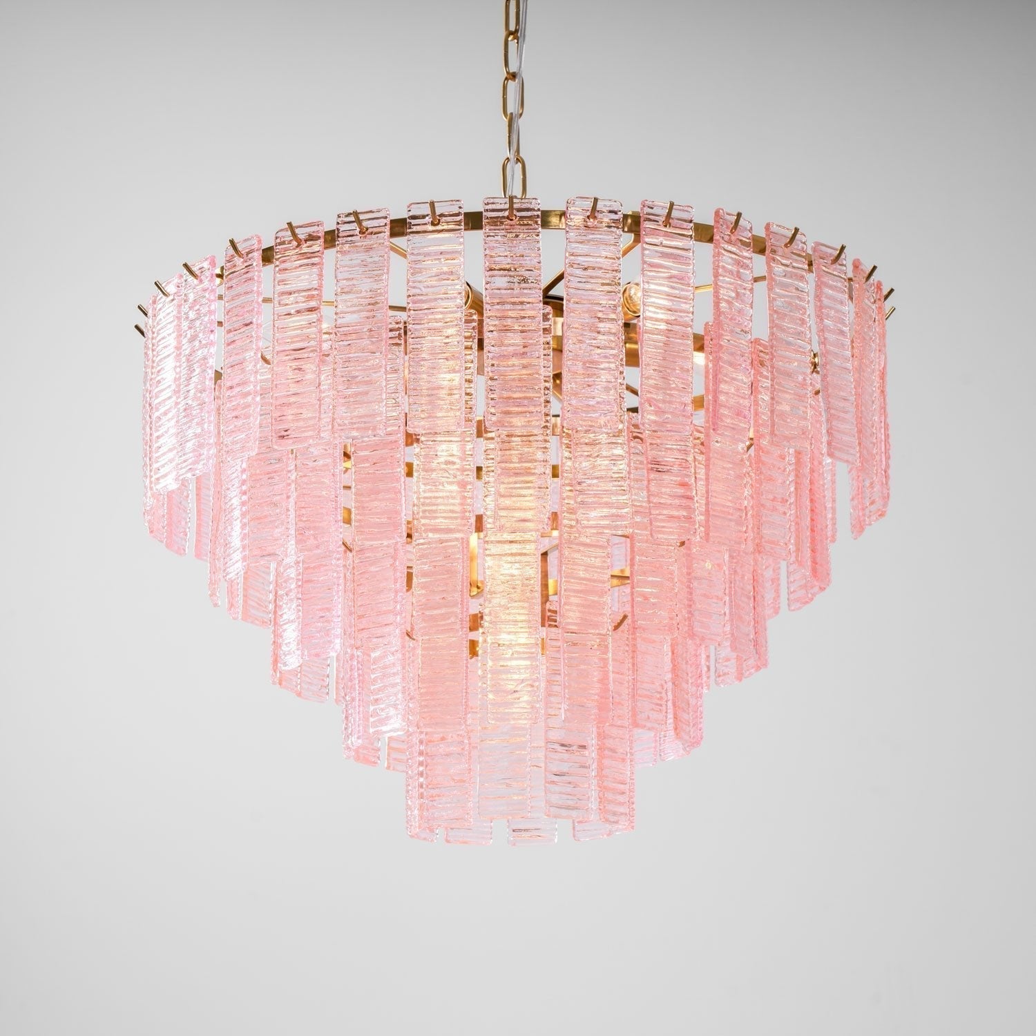 Aurora Lustre Rose Murano Verre Superposé Vintage Luxe