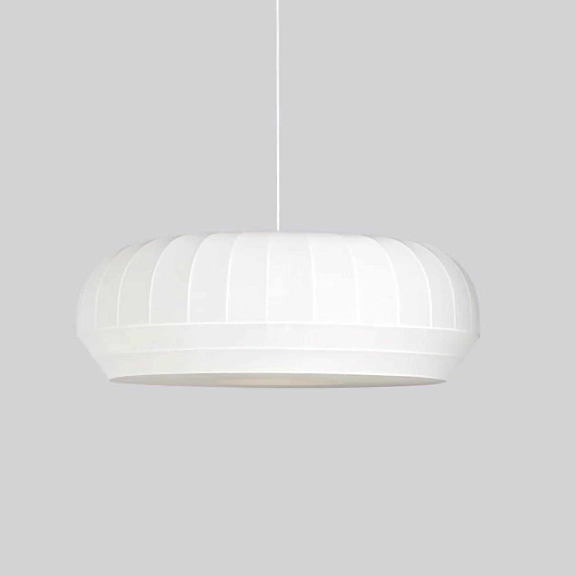 Suspension Luminaire Soie Abat-jour Blanc Tissu Lignes Verticales Doux Moderne Minimaliste