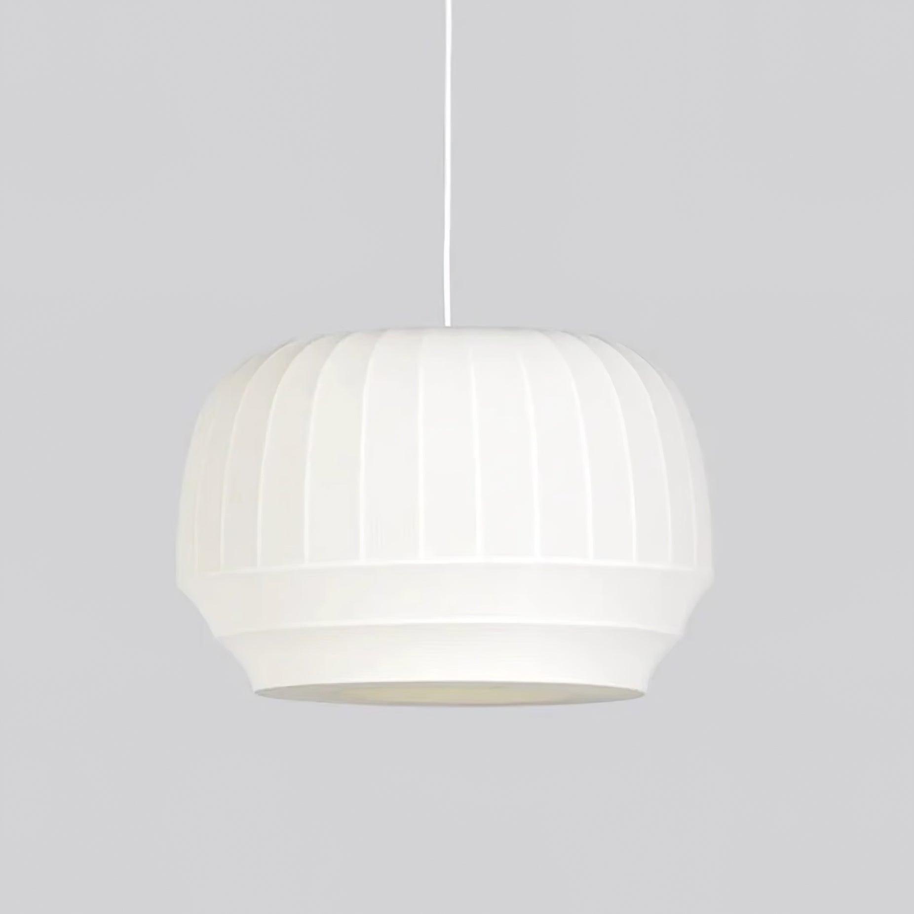 Suspension Luminaire Soie Abat-jour Blanc Tissu Lignes Verticales Doux Moderne Minimaliste