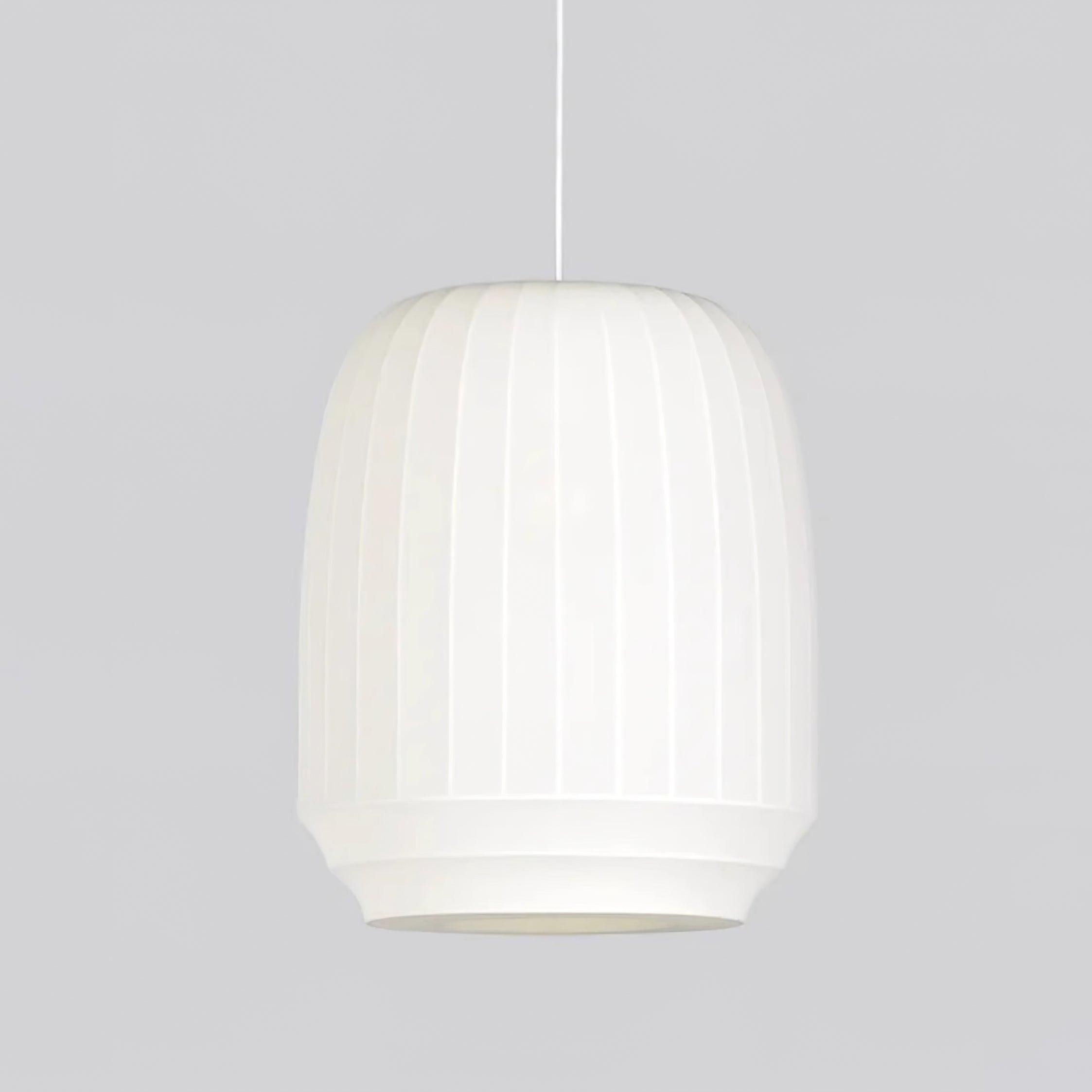 Suspension Luminaire Soie Abat-jour Blanc Tissu Lignes Verticales Doux Moderne Minimaliste