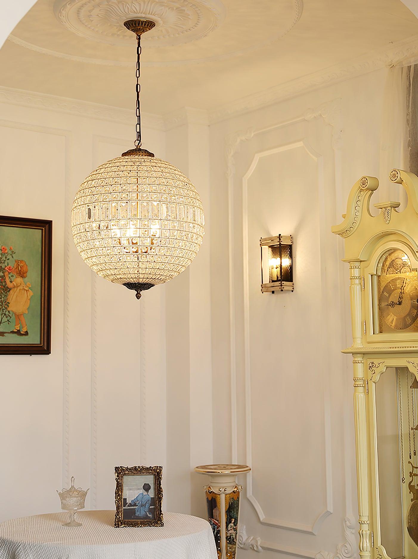 Lustra Lustre Gold Globe Crystal Vintage