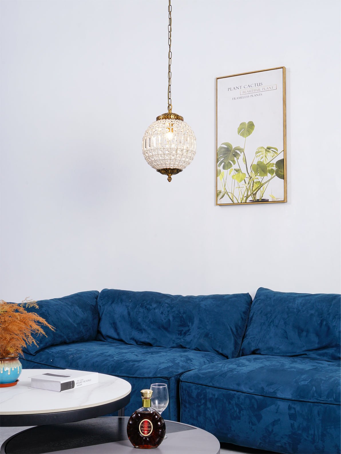 Lustra Lustre Gold Globe Crystal Vintage