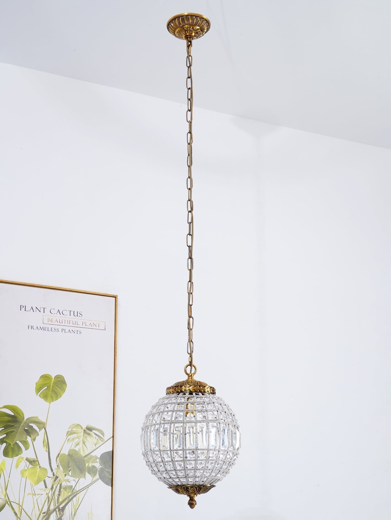 Lustra Lustre Gold Globe Crystal Vintage