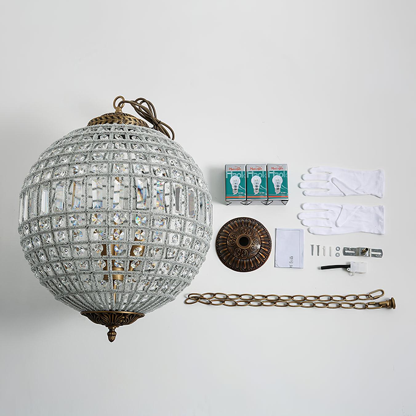 Lustra Lustre Gold Globe Crystal Vintage