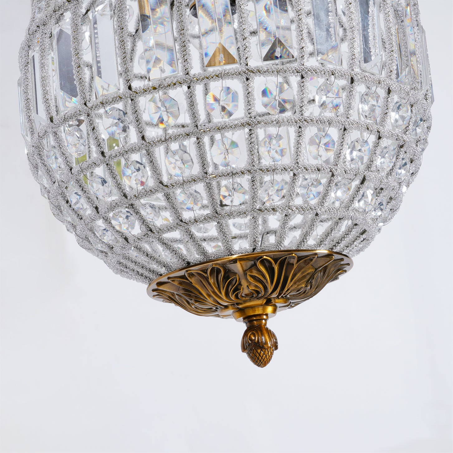 Lustra Lustre Gold Globe Crystal Vintage