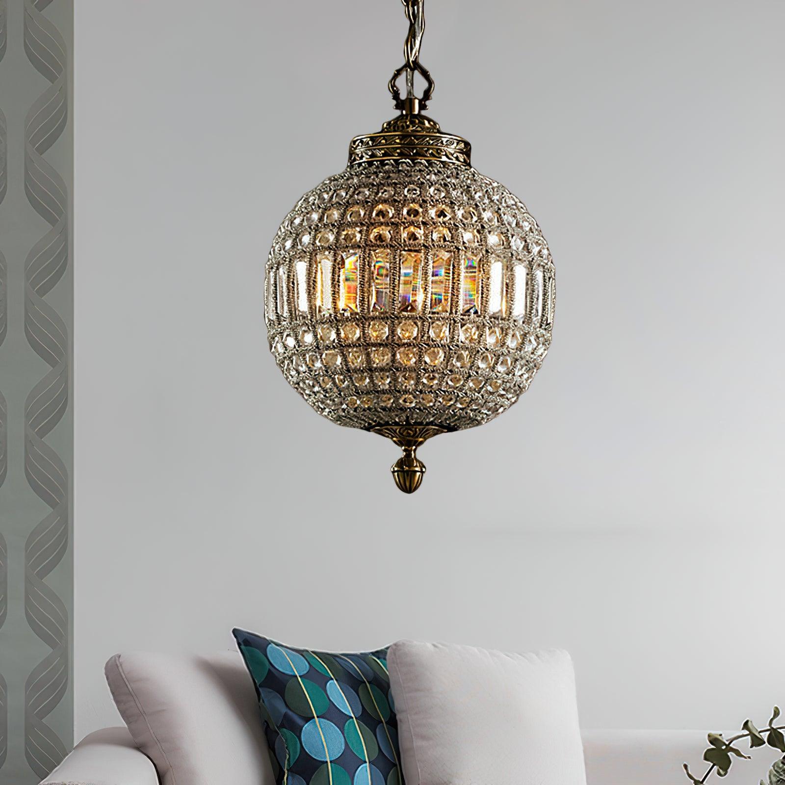 Lustra Lustre Gold Globe Crystal Vintage