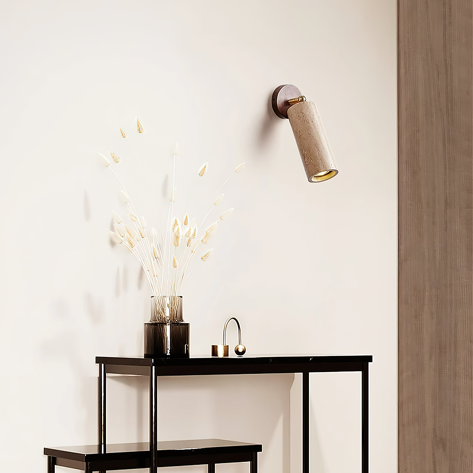 Arvararae Moderne Minimaliste Bois Travertin Applique Murale