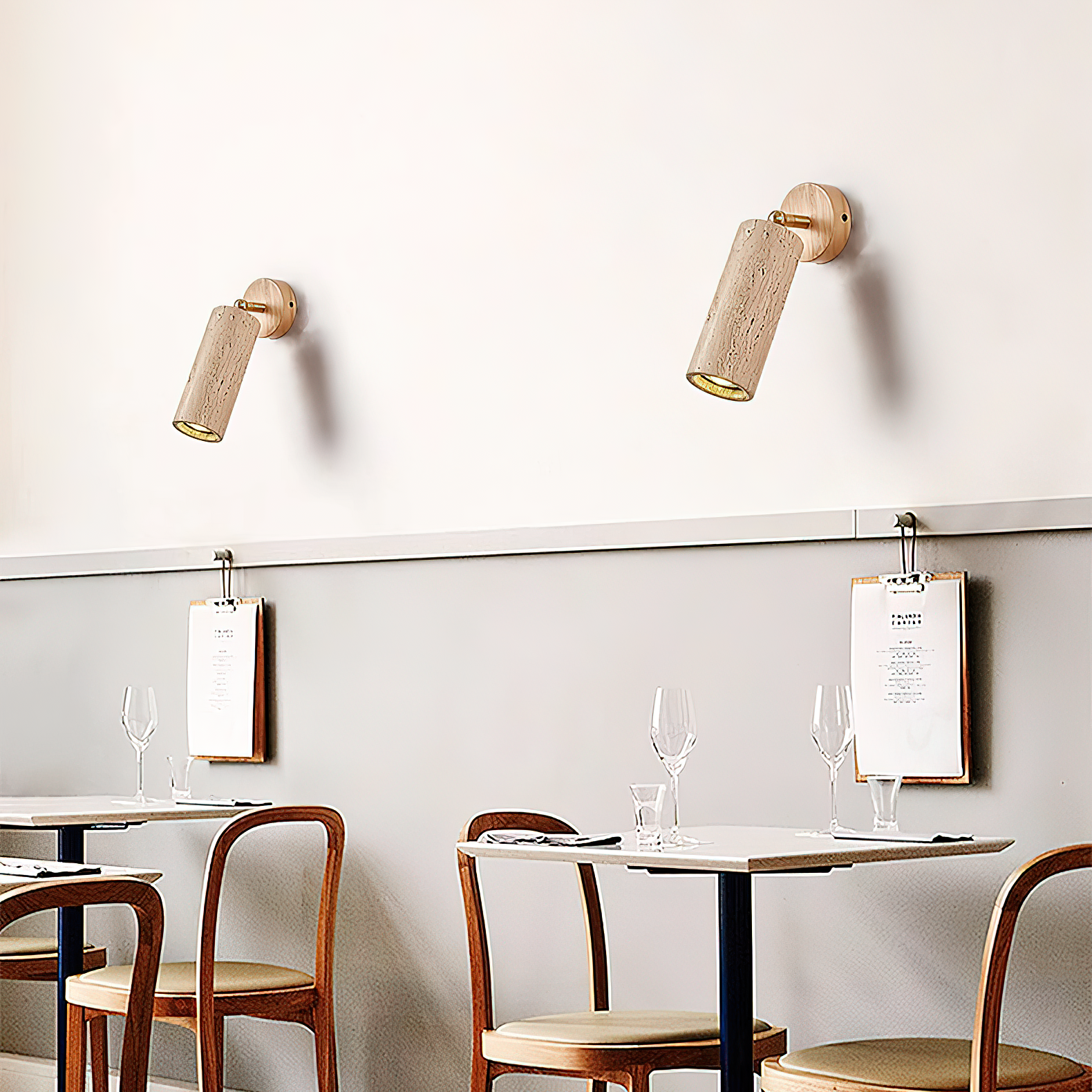 Arvararae Moderne Minimaliste Bois Travertin Applique Murale