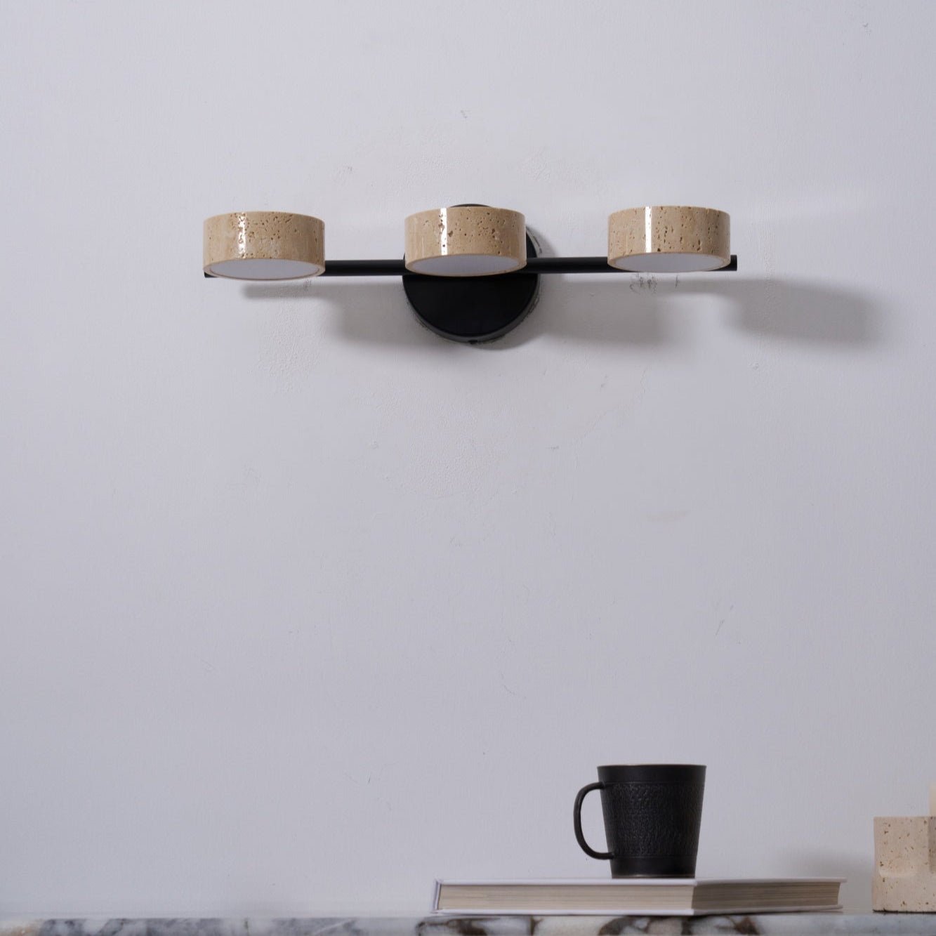 Ceshair Applique Murale Multi Tête en Travertin Lumière de Coiffeuse