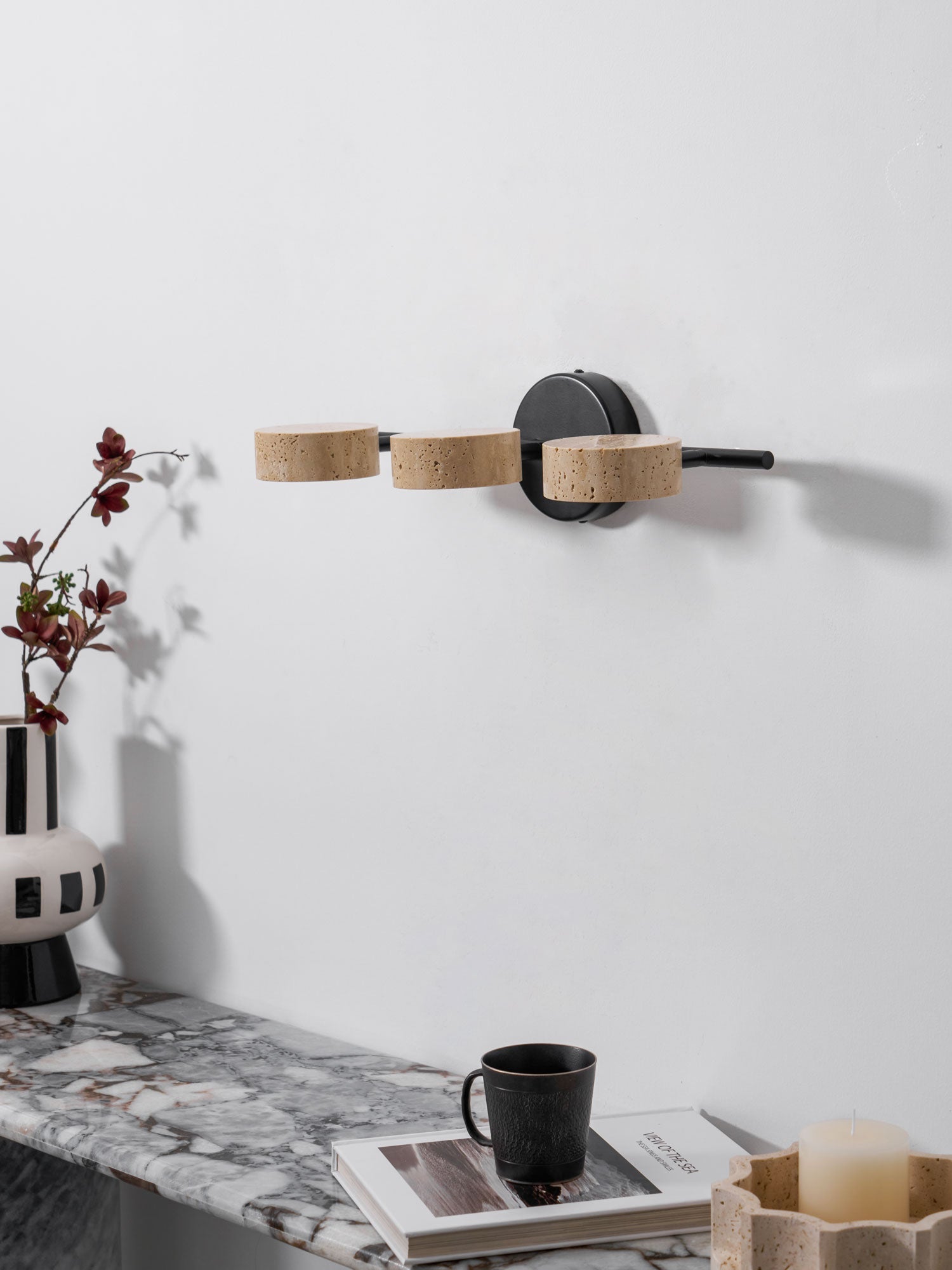 Ceshair Applique Murale Multi Tête en Travertin Lumière de Coiffeuse