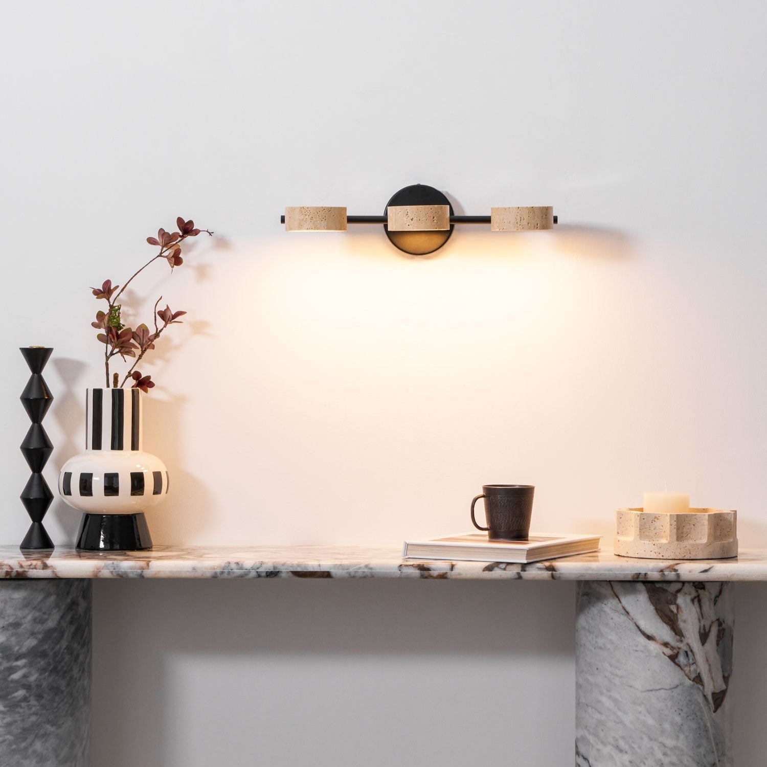 Ceshair Applique Murale Multi Tête en Travertin Lumière de Coiffeuse
