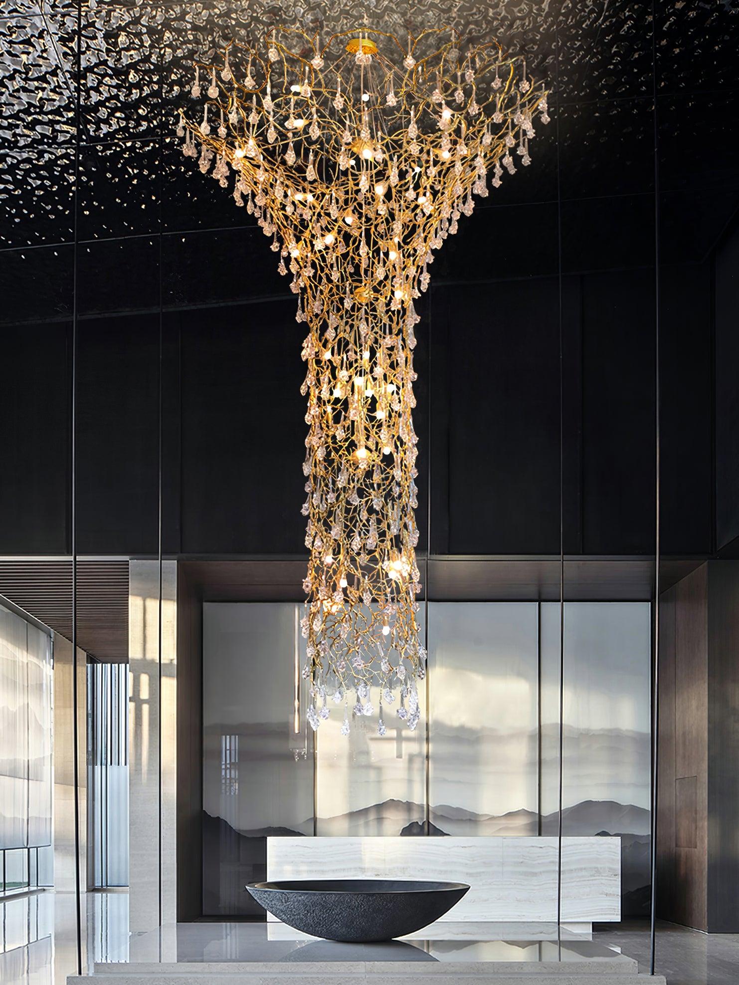 Abeleisa Lustre Laiton Cristal Forme Branche d'Arbre et Échelle