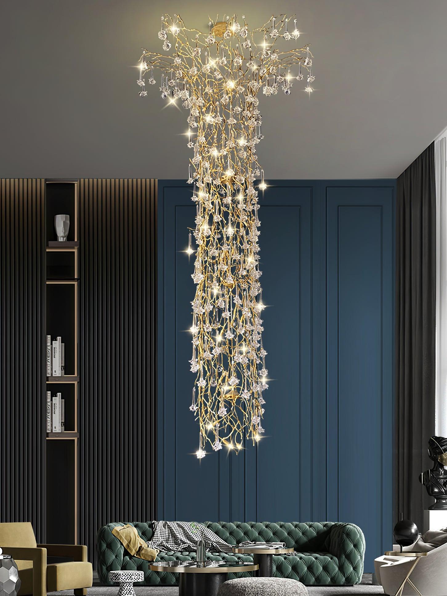 Abeleisa Lustre Laiton Cristal Forme Branche d'Arbre et Échelle