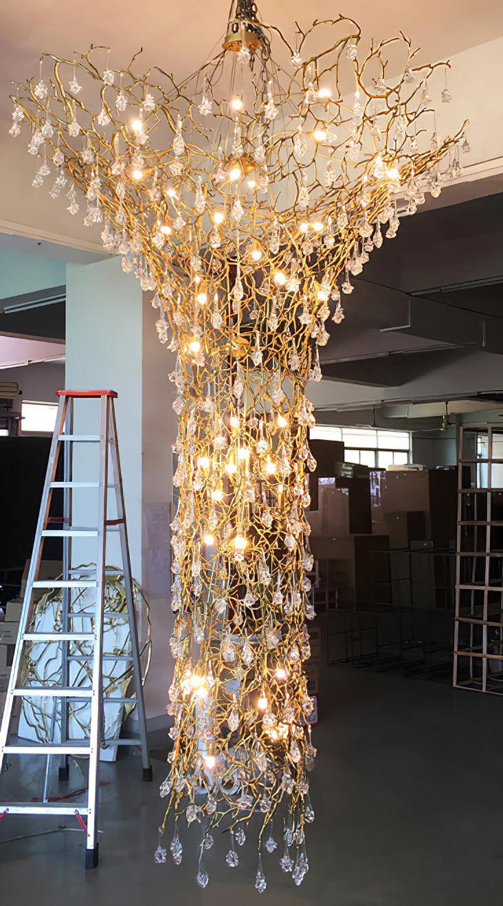 Abeleisa Lustre Laiton Cristal Forme Branche d'Arbre et Échelle