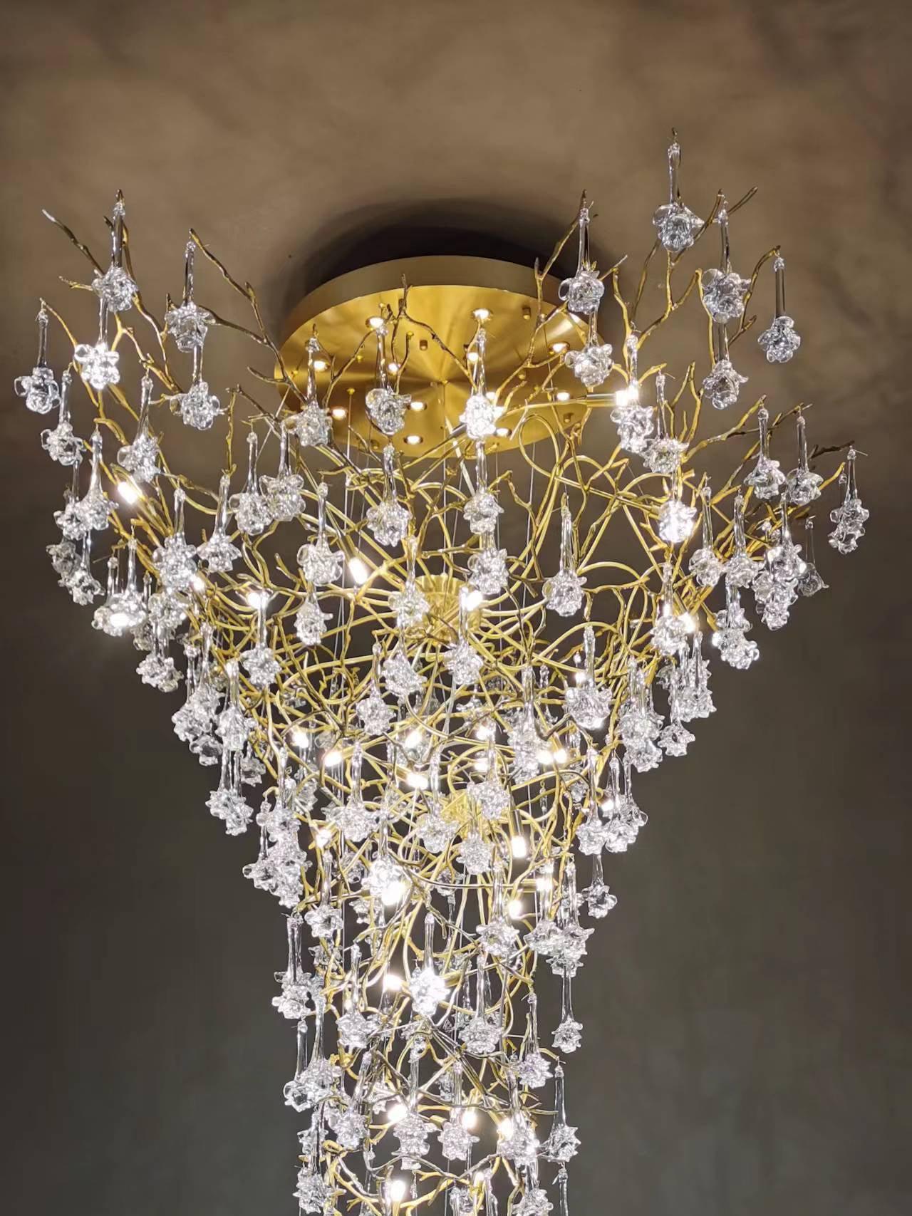 Abeleisa Lustre Laiton Cristal Forme Branche d'Arbre et Échelle