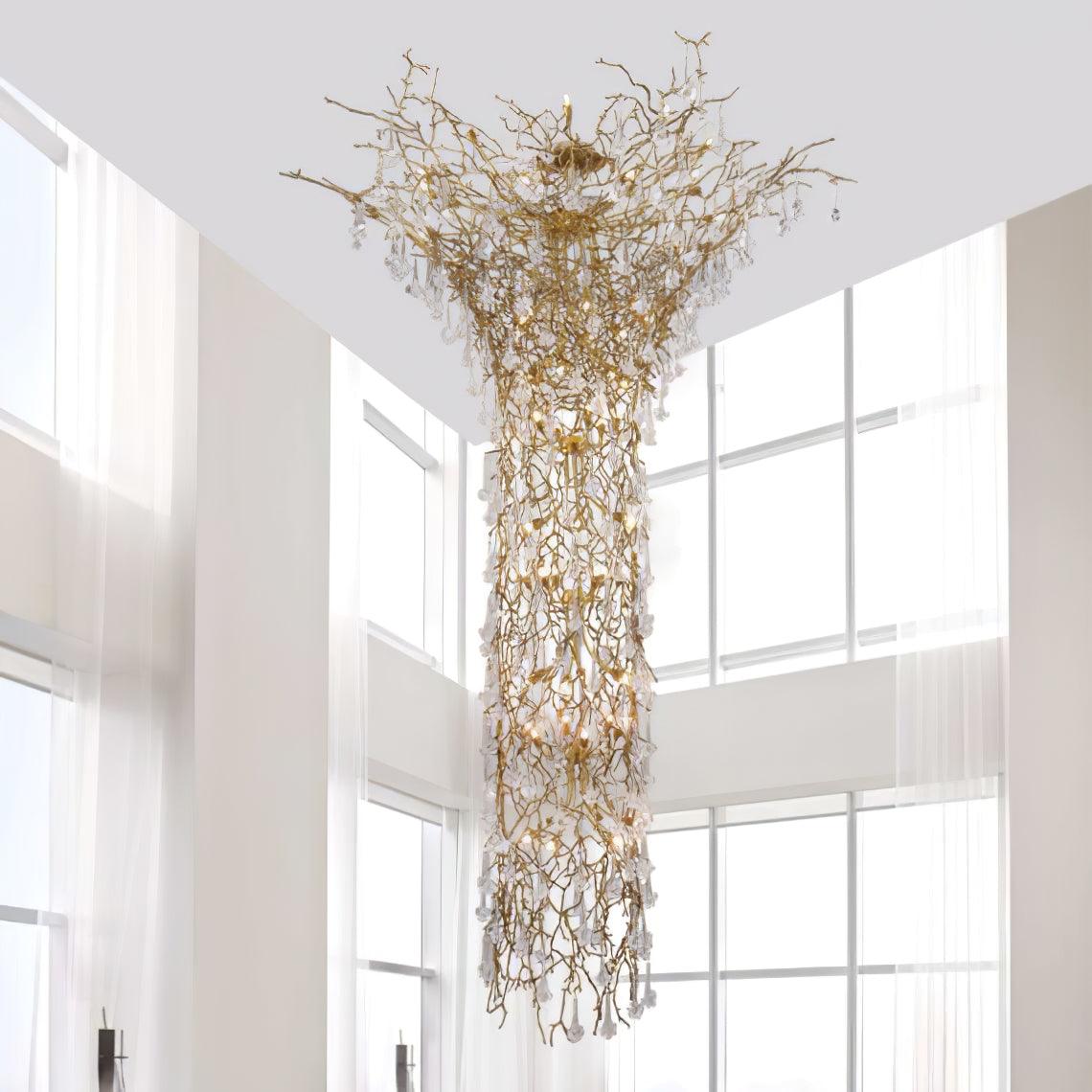 Abeleisa Lustre Laiton Cristal Forme Branche d'Arbre et Échelle