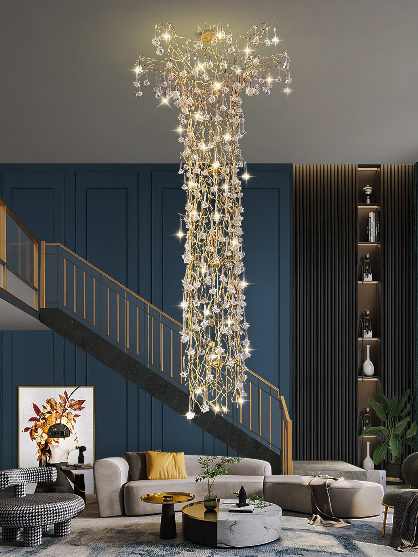 Abeleisa Lustre Laiton Cristal Forme Branche d'Arbre et Échelle