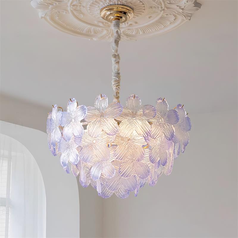 Cavine Lustre en verre rose en forme de fleur