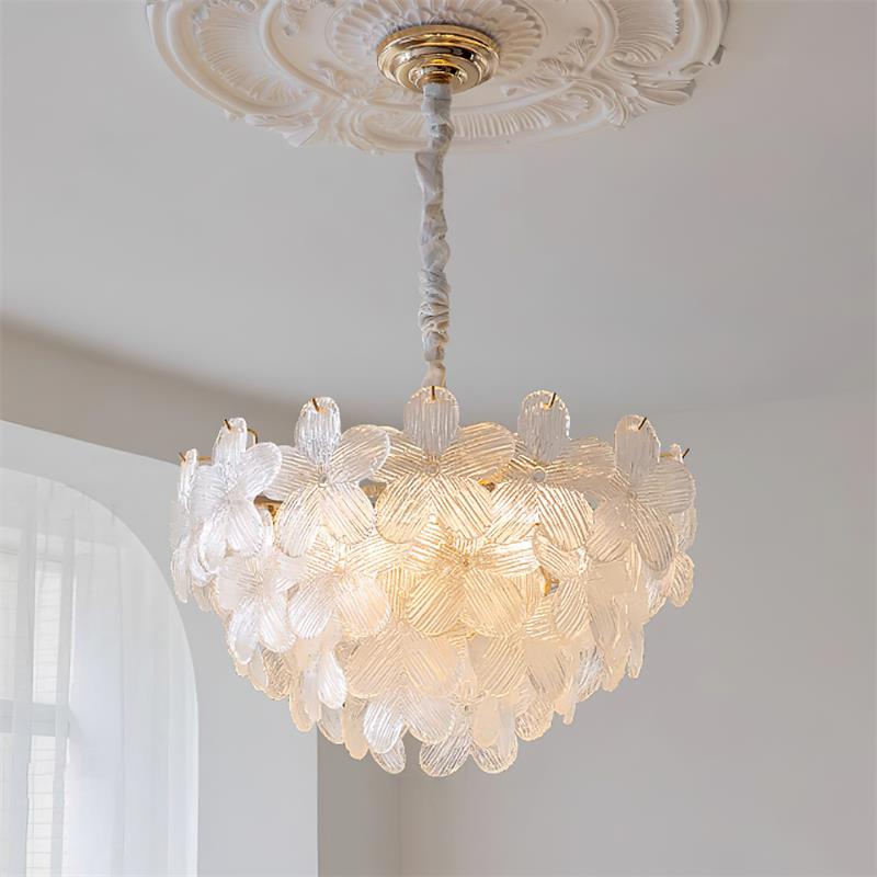 Cavine Lustre en verre rose en forme de fleur