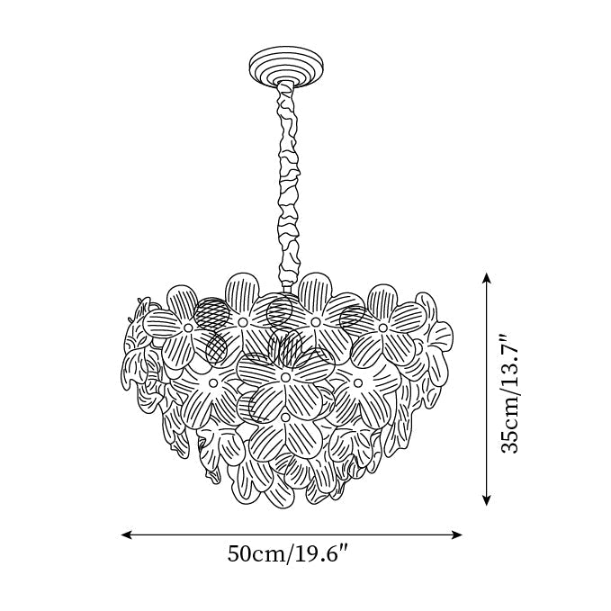 Cavine Lustre en verre rose en forme de fleur