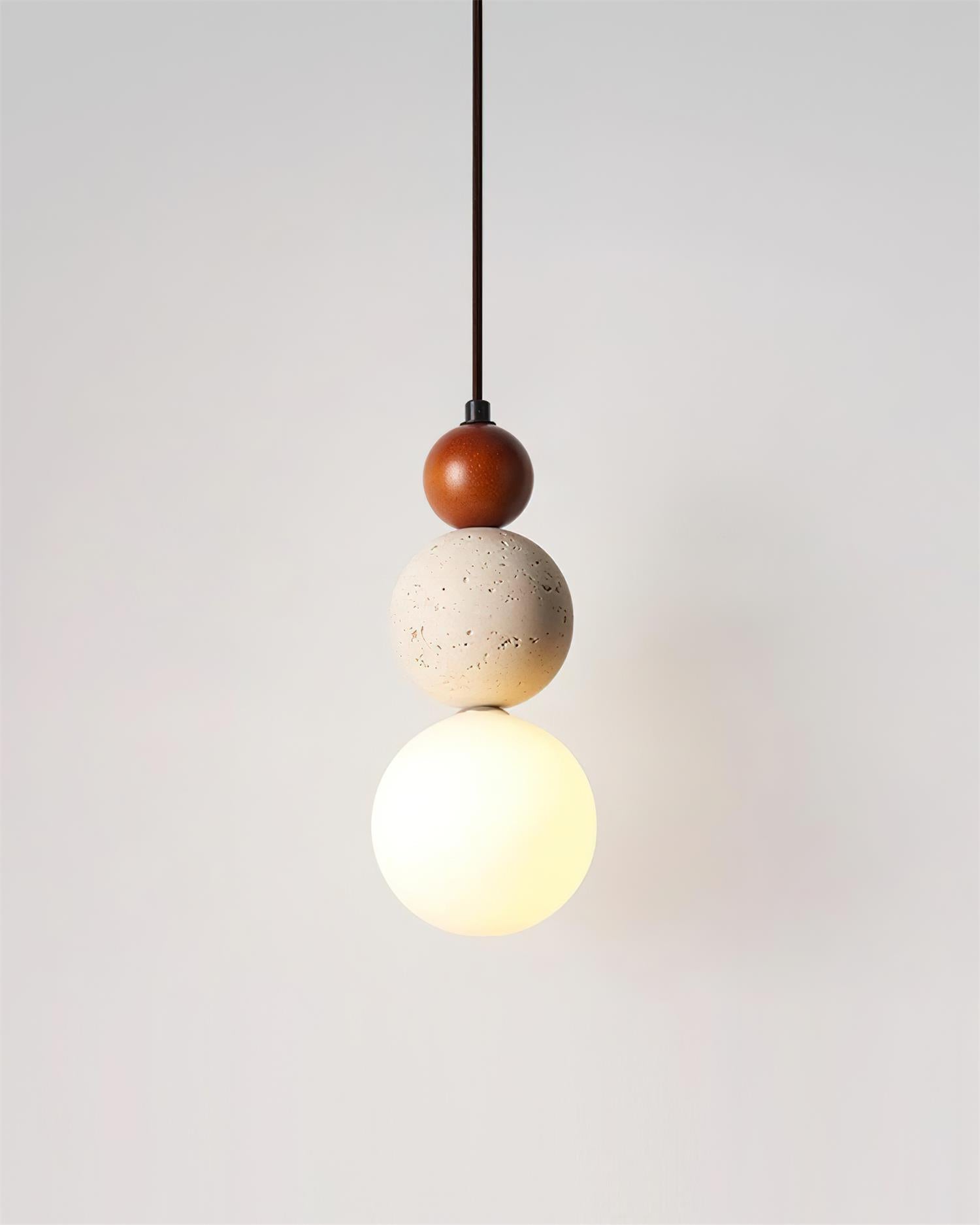 Ritta Suspension Triple Sphère Travertin