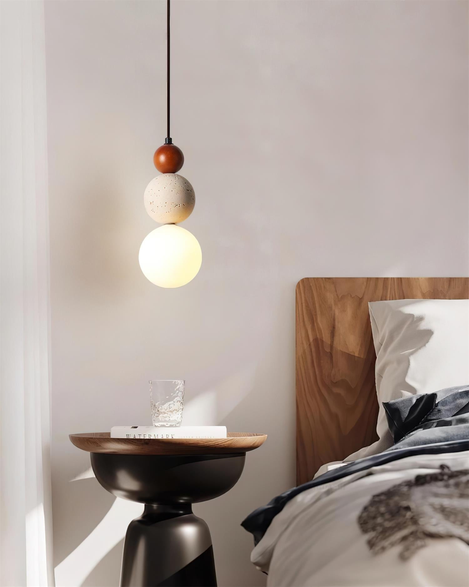Ritta Suspension Triple Sphère Travertin