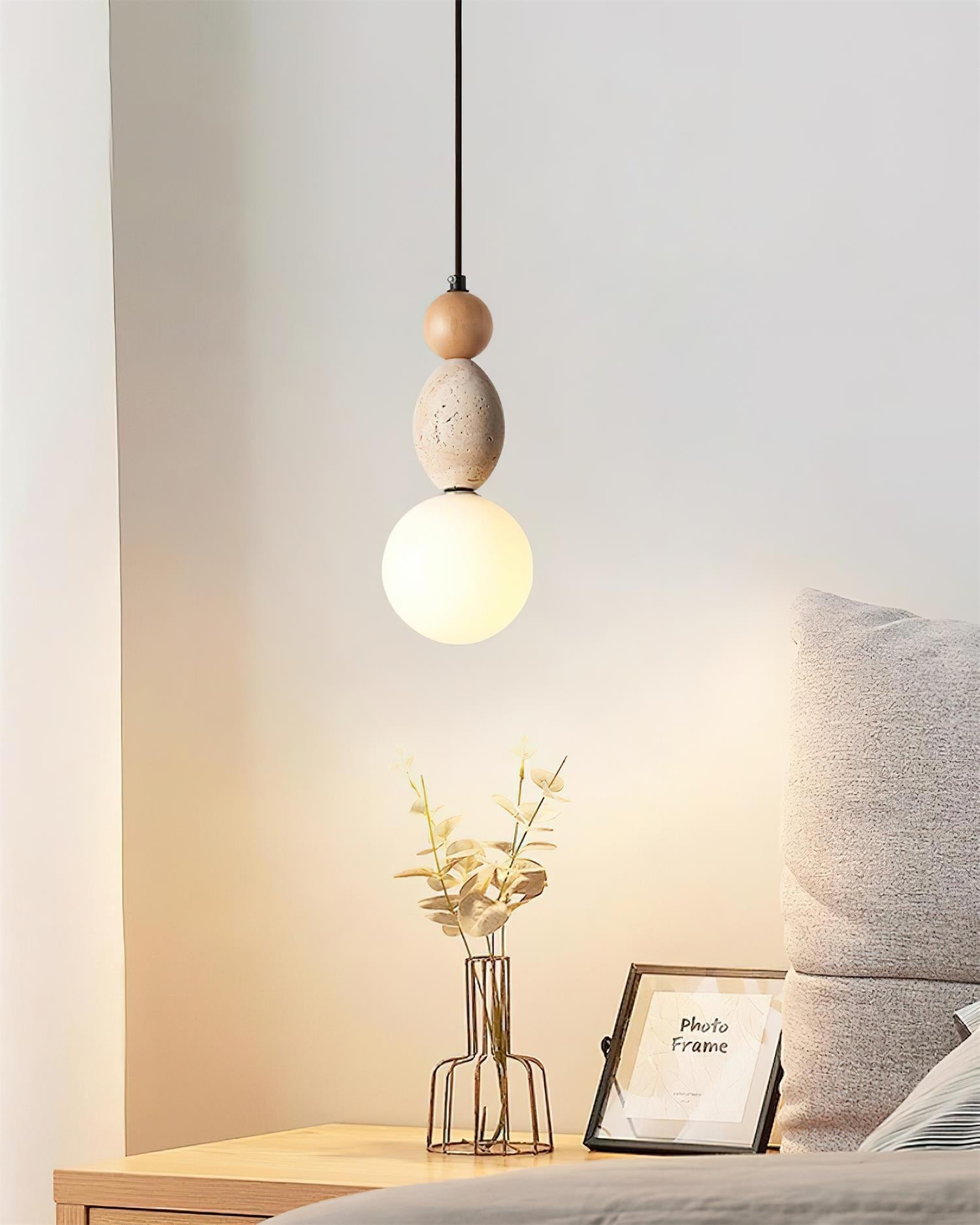 Ritta Suspension Triple Sphère Travertin