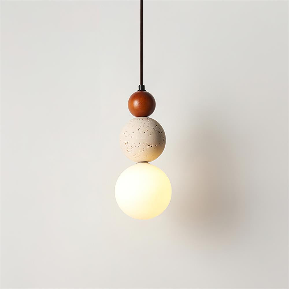 Ritta Suspension Triple Sphère Travertin