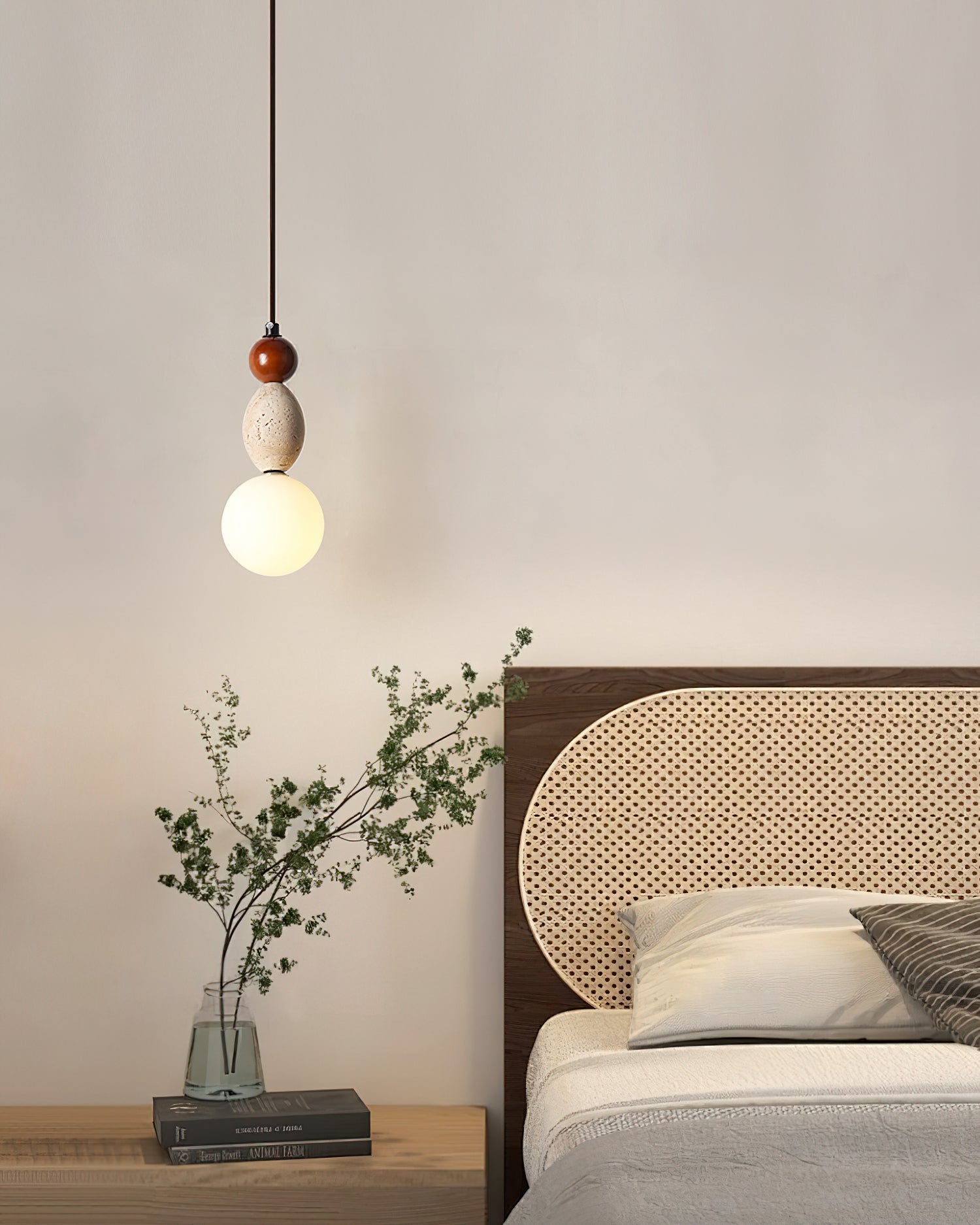 Ritta Suspension Triple Sphère Travertin
