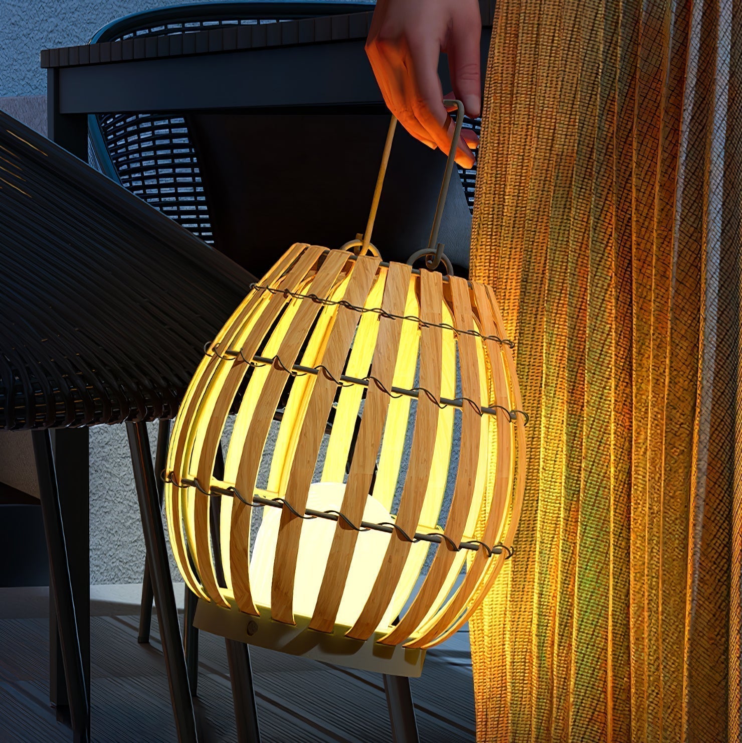 Veshael Lampe Extérieure Lanterne Tressée Tropic