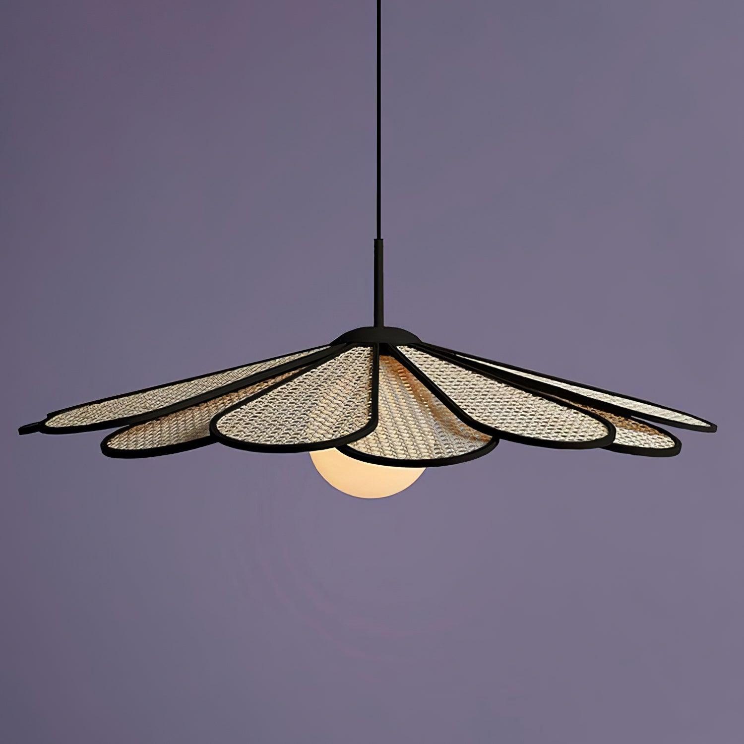 Luma Suspension Abat-jour Pétale Rattan