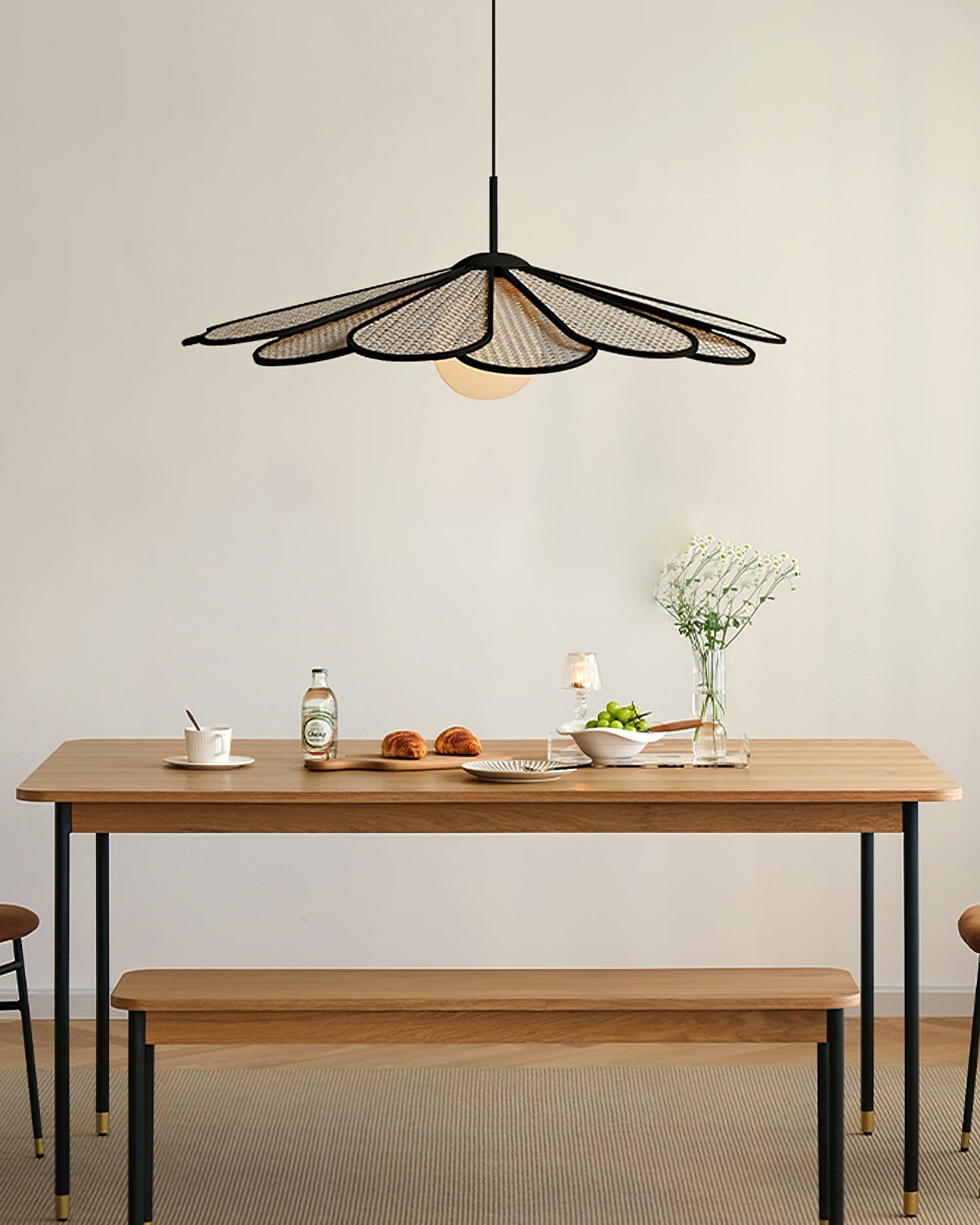 Luma Suspension Abat-jour Pétale Rattan