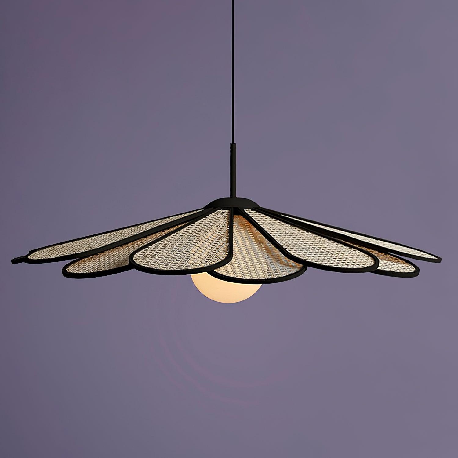 Luma Suspension Abat-jour Pétale Rattan