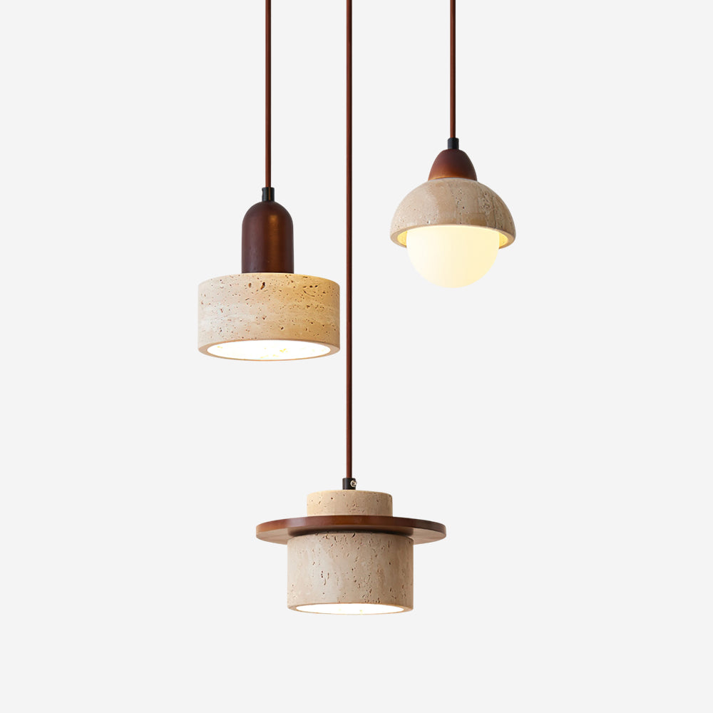 Lunara Ensemble de Lampes Suspendues Travertin