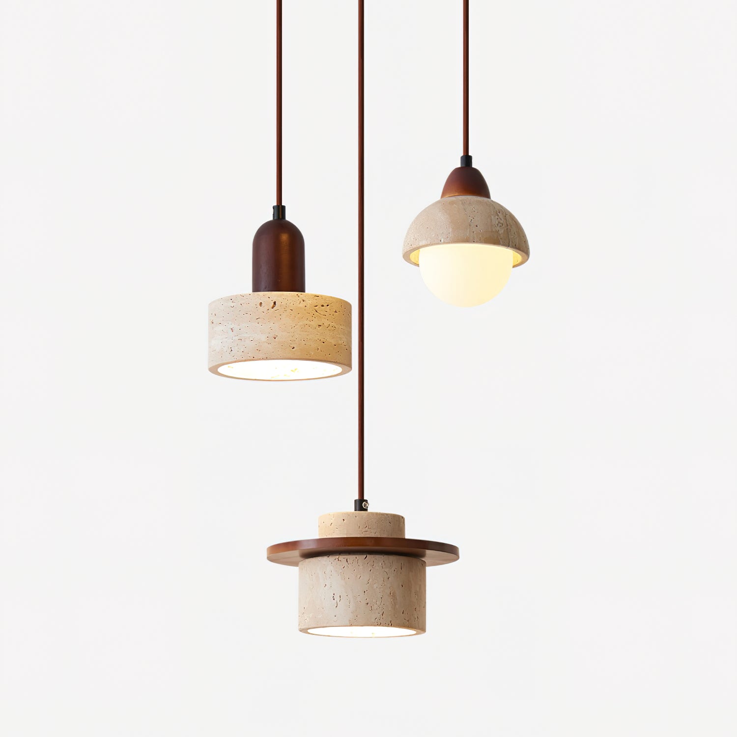 Lunara Ensemble de Lampes Suspendues Travertin