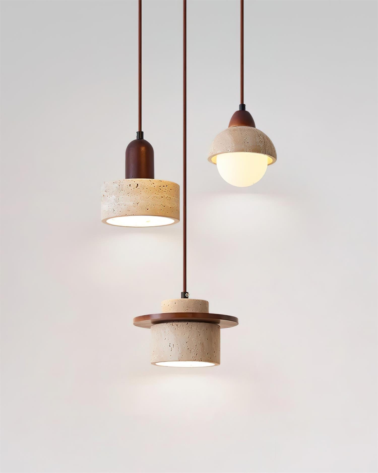 Lunara Ensemble de Lampes Suspendues Travertin