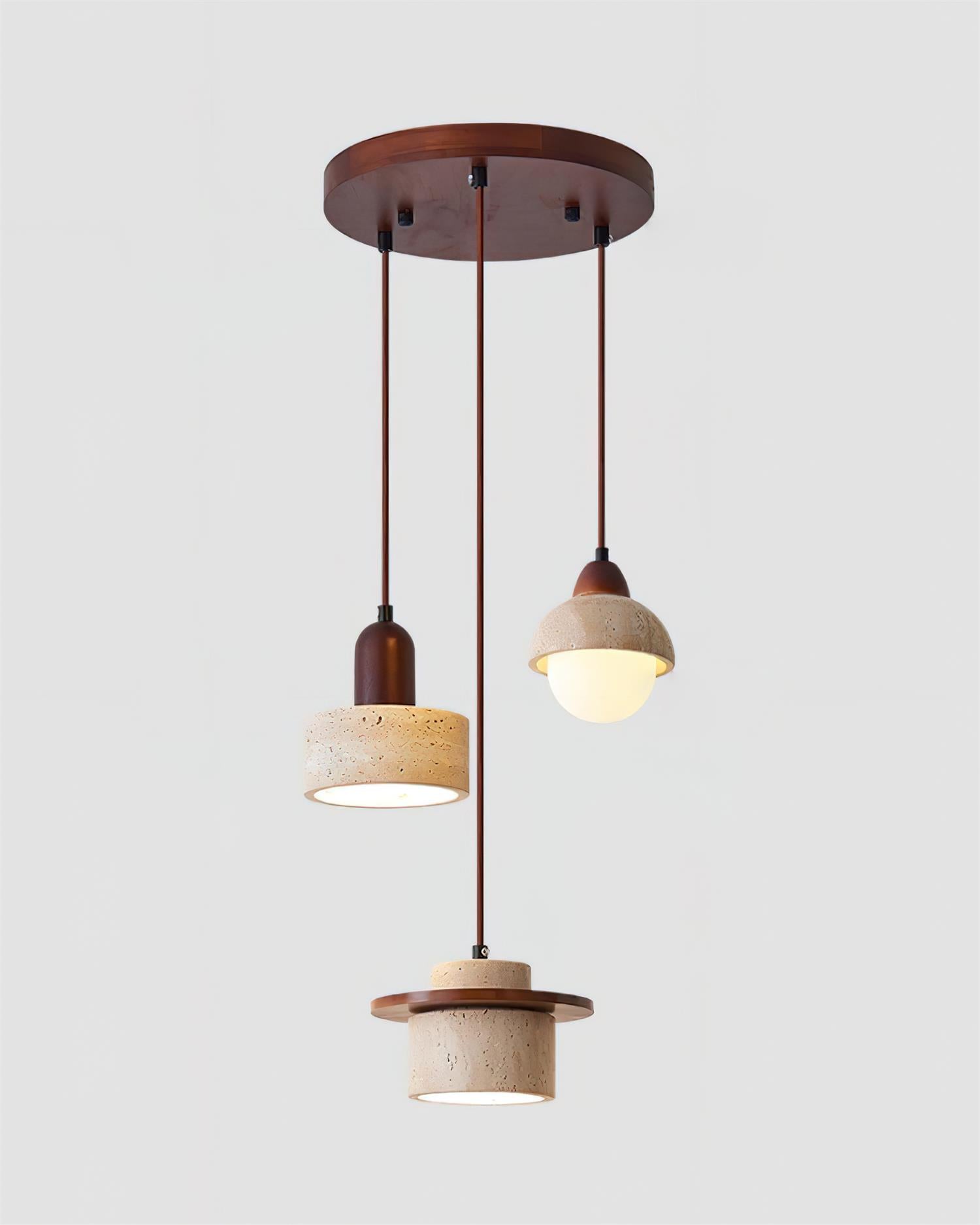 Lunara Ensemble de Lampes Suspendues Travertin