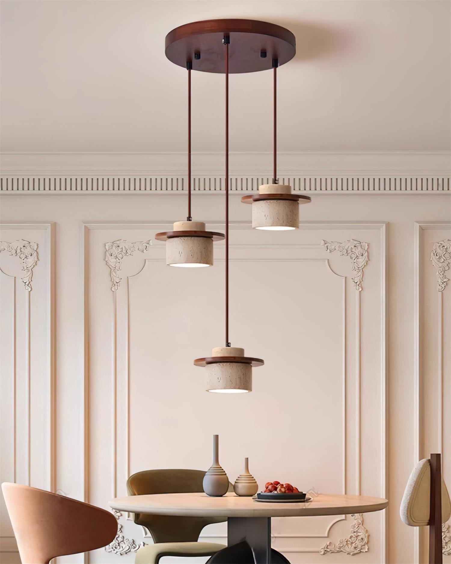 Lunara Ensemble de Lampes Suspendues Travertin