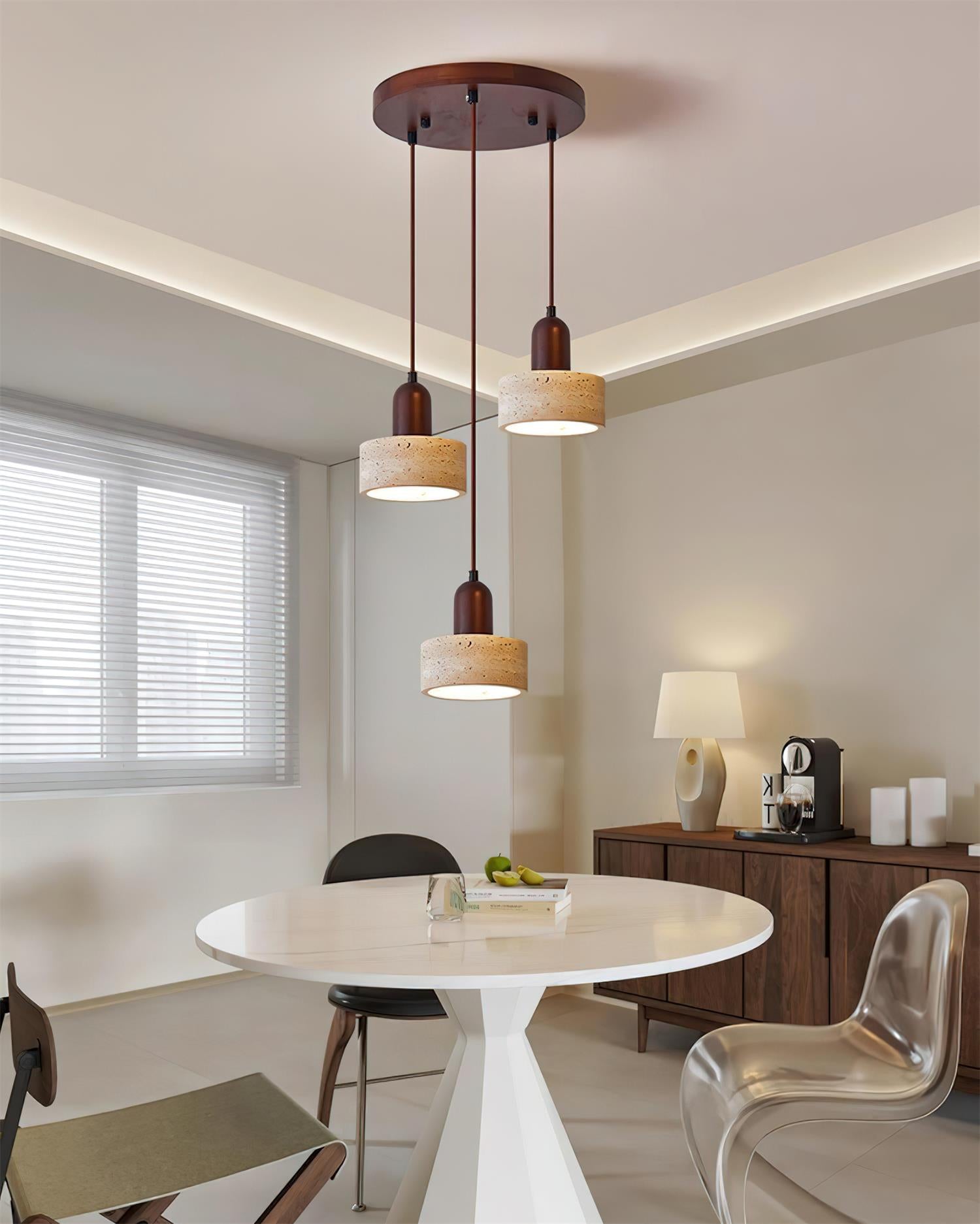 Lunara Ensemble de Lampes Suspendues Travertin