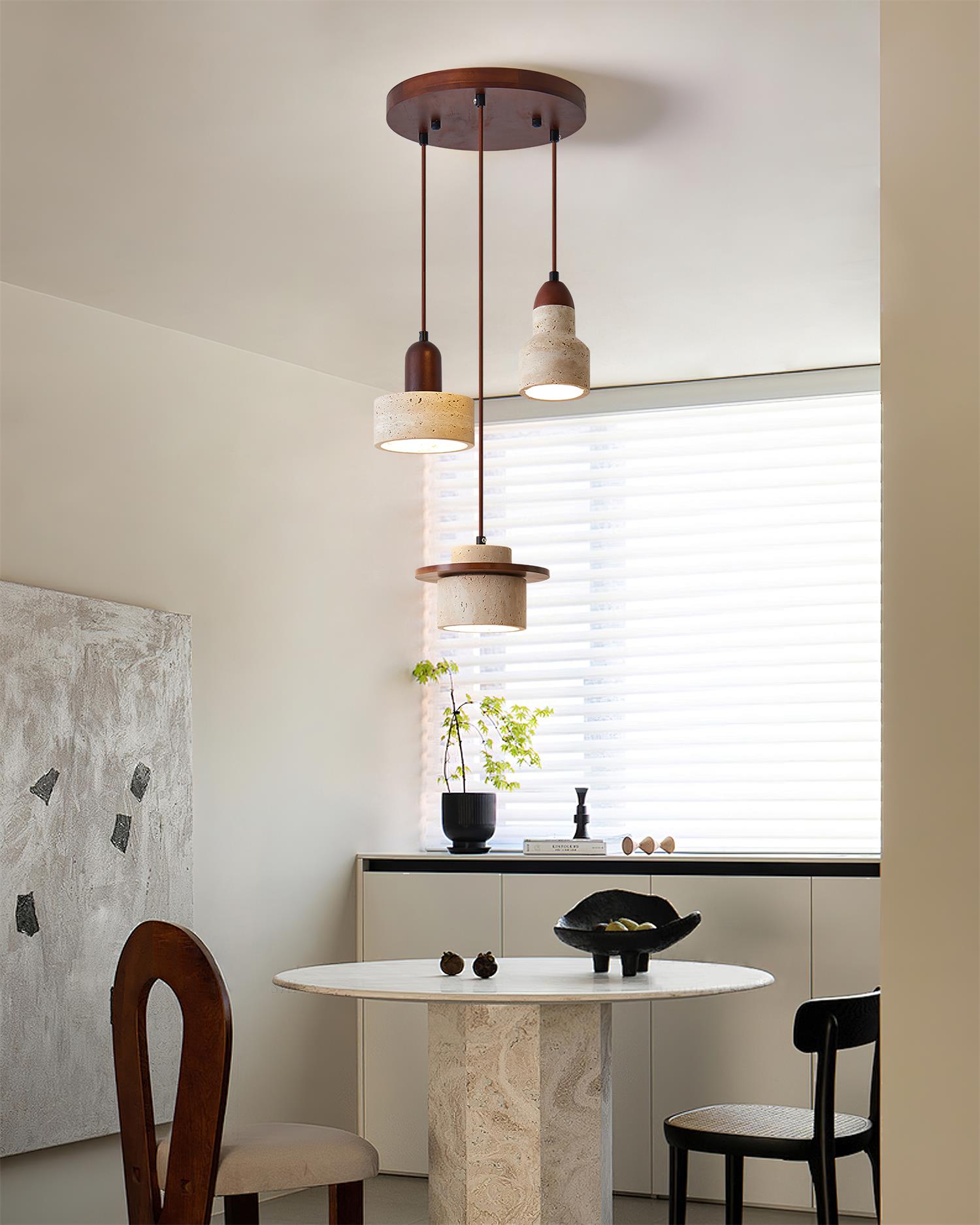 Lunara Ensemble de Lampes Suspendues Travertin