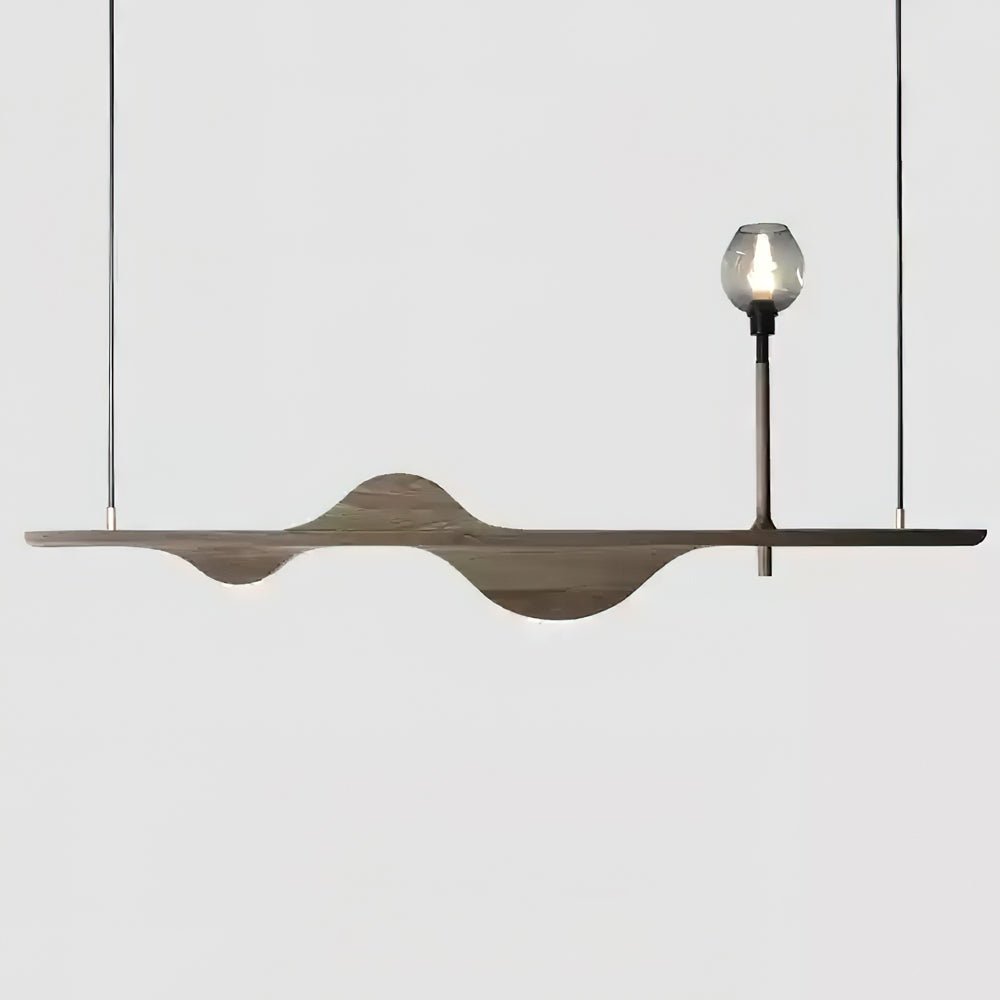 Cushais Vague Bois Pendentif Lumière